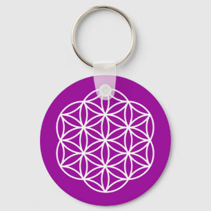 Flower of Life Purple Key Ring