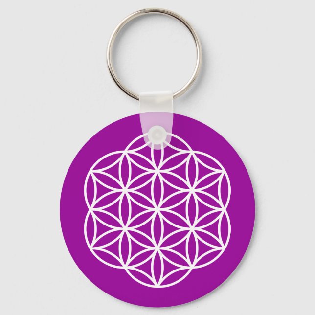 Flower of Life Purple Key Ring (Front)