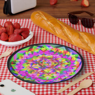 Flower of Life Rainbow Paper Plates