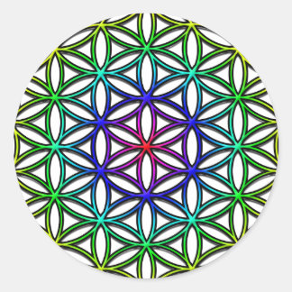 Flower of Life (rainbow) sacred geometry symbol Classic Round Sticker