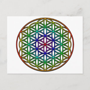 Flower of Life (rainbow) sacred geometry symbol Postcard
