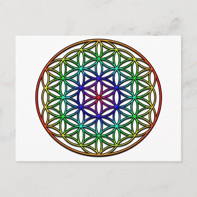 Flower of Life (rainbow) sacred geometry symbol Postcard (Front)