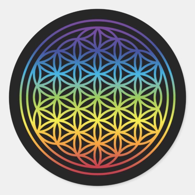 Flower of Life - Rainbow Version Classic Round Sticker (Front)