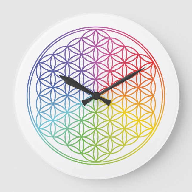 Flower of Life - rainbow - wall clock (Front)