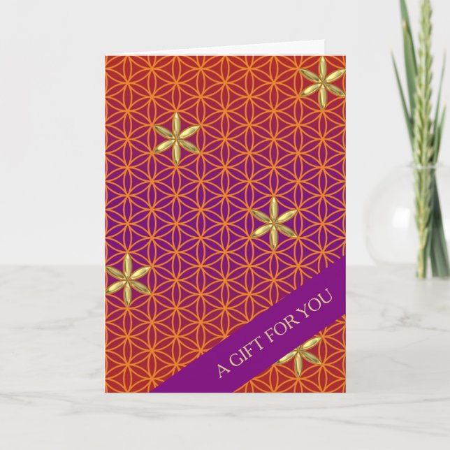 FLOWER OF LIFE - red gold pattern Card (Front)