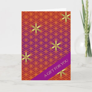 FLOWER OF LIFE - red gold pattern Card