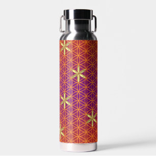 FLOWER OF LIFE - red gold pattern Water Bottle