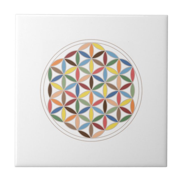 Flower of Life Retro Colours Tile (Front)