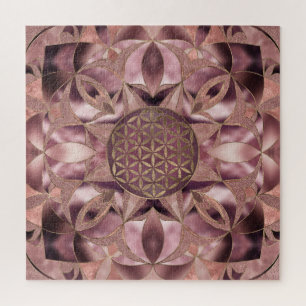 Flower of Life Rose Gold Jigsaw Puzzle