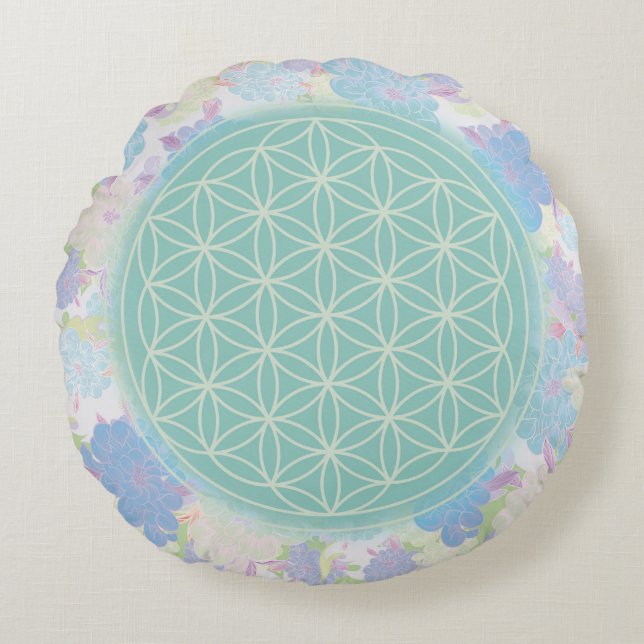 Flower of life round cushion (Front)