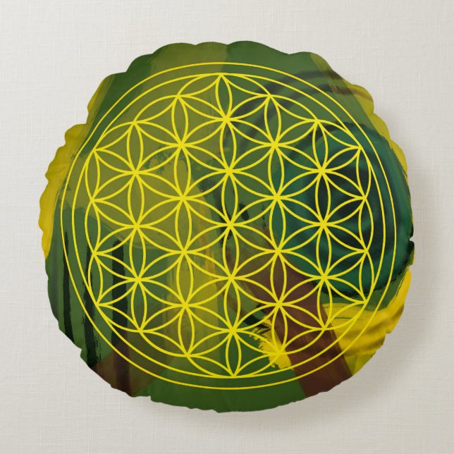 Flower of life round cushion (Front)
