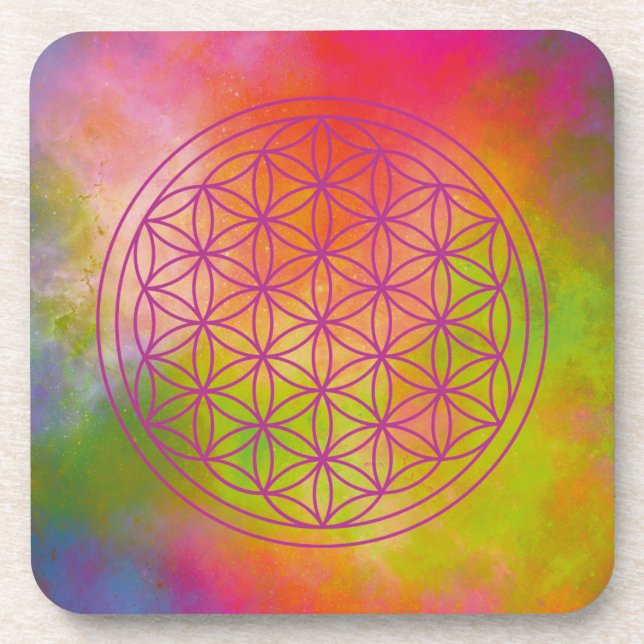 flower of life, sacred geometric,zen, chakra,   coaster (Front)