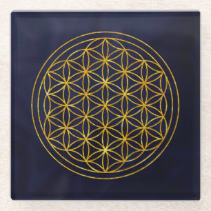 flower of life, sacred geometric,zen, chakra, glass coaster