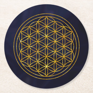 flower of life, sacred geometric,zen, chakra, round paper coaster