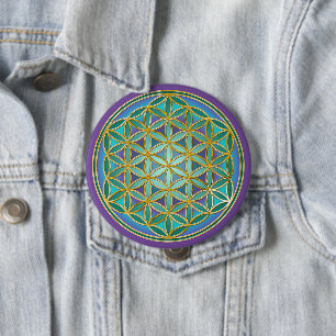 FLOWER OF LIFE - Sacred Geometrie Design 1 10 Cm Round Badge