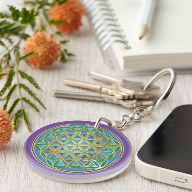 FLOWER OF LIFE - Sacred Geometrie Design 1 Key Ring (Front Right)
