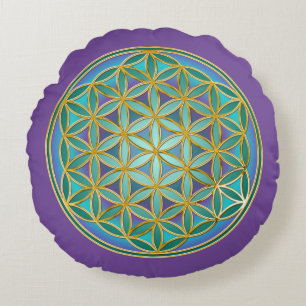 FLOWER OF LIFE - Sacred Geometrie Design 1 Round Cushion