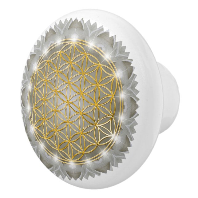 FLOWER OF LIFE - Sacred Geometrie Light 1 Ceramic Knob (Right)