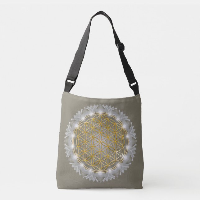 FLOWER OF LIFE - Sacred Geometrie Light 1 Crossbody Bag (Front)