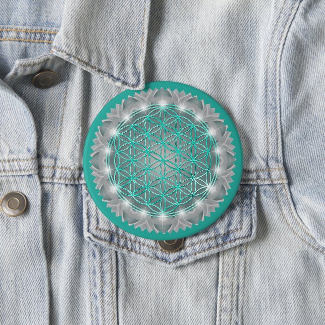 FLOWER OF LIFE - Sacred Geometrie Light 2 10 Cm Round Badge (In Situ)