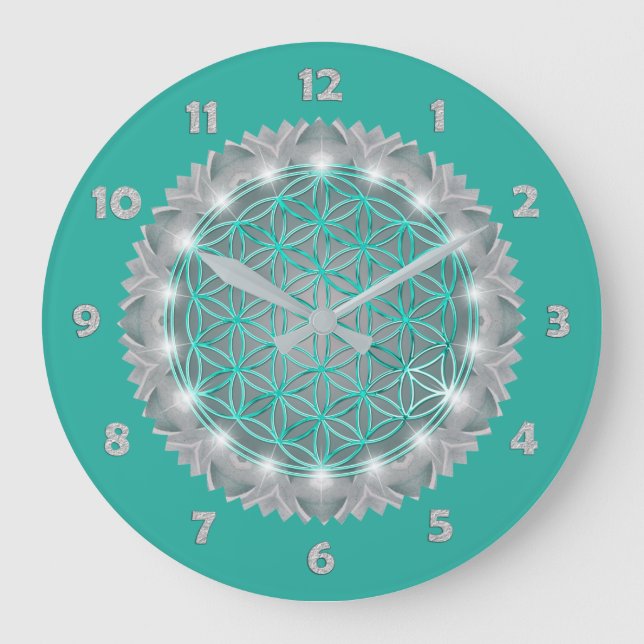 FLOWER OF LIFE - Sacred Geometrie Light 2 Large Clock (Front)