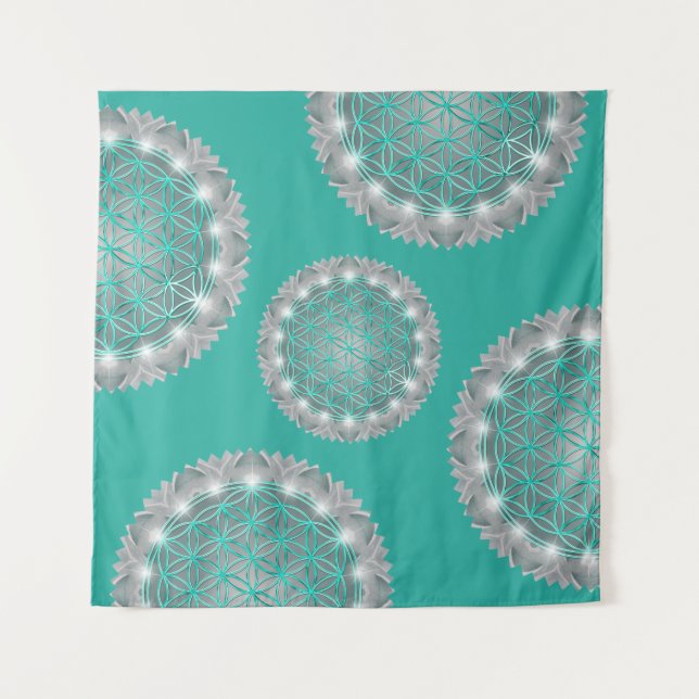 FLOWER OF LIFE - Sacred Geometrie Light 2 Tapestry (Front)