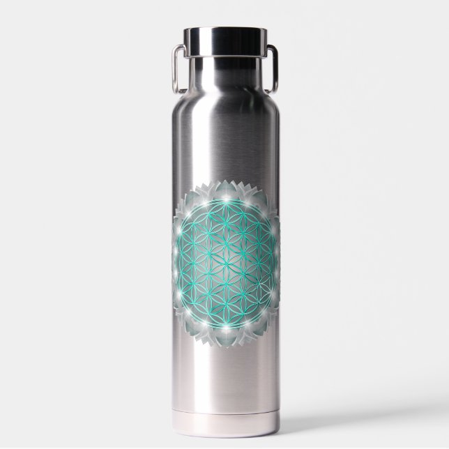FLOWER OF LIFE - Sacred Geometrie Light 2 Water Bottle (Front)