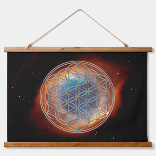 FLOWER OF LIFE - Sacred Geometrie Silver Style Hanging Tapestry