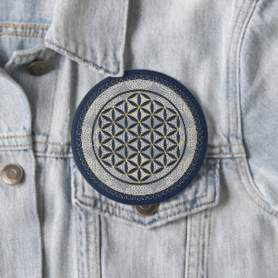 FLOWER OF LIFE - Sacred Geometrie Symbol Art 1 10 Cm Round Badge