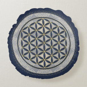 FLOWER OF LIFE - Sacred Geometrie Symbol Art 1 Round Cushion