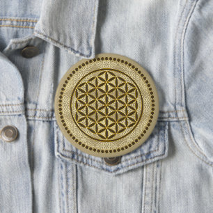 FLOWER OF LIFE - Sacred Geometrie Symbol Art 2 10 Cm Round Badge