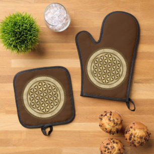 FLOWER OF LIFE - Sacred Geometrie Symbol Art 2 Oven Mitt & Pot Holder Set