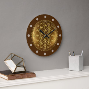 FLOWER OF LIFE - Sacred Geometry Medaillon 1 Large Clock