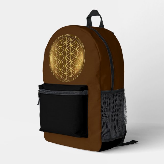 FLOWER OF LIFE - Sacred Geometry Medaillon 1 Printed Backpack (Back Corner Right)