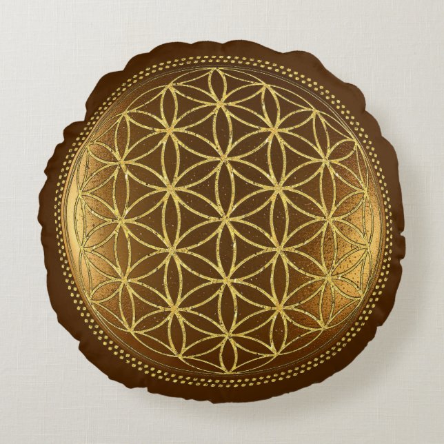 FLOWER OF LIFE - Sacred Geometry Medaillon 1 Round Cushion (Front)