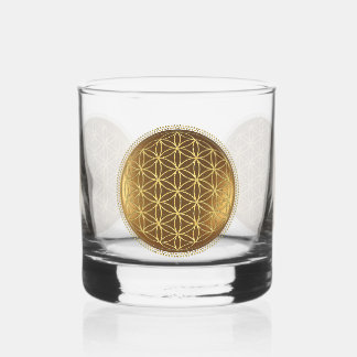FLOWER OF LIFE - Sacred Geometry Medaillon 1 Whiskey Glass