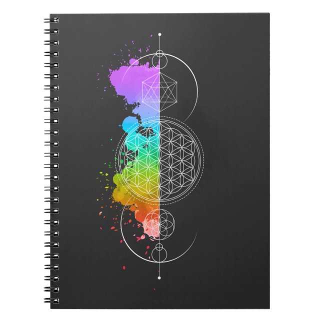 Flower of life - Sacred geometry - Moon - Chakra Notebook (Front)