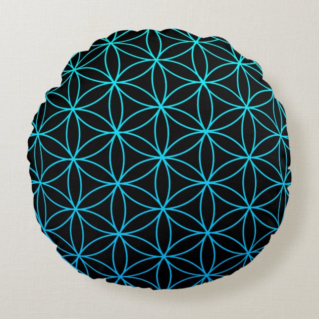 flower of life sacred geometry symbol ancient zen  round cushion (Front)