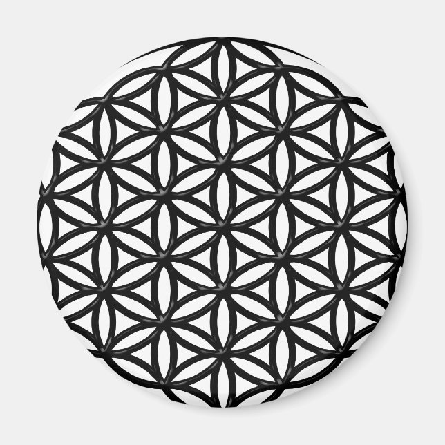 Flower of Life Sacred Geometry Symbol (black) Magnet (Front)