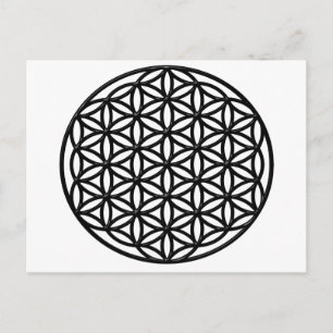 Flower of Life Sacred Geometry Symbol (black) Postcard