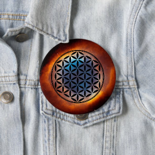 FLOWER OF LIFE - Sacred Geometry Symbol full 1 10 Cm Round Badge