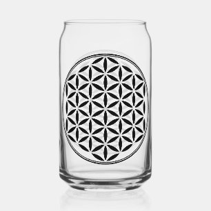 FLOWER OF LIFE - Sacred Geometry Symbol full 1 Can Glass