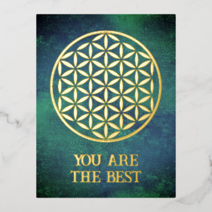 FLOWER OF LIFE - Sacred Geometry Symbol full 1 Foil Holiday Postcard