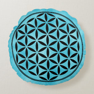FLOWER OF LIFE - Sacred Geometry Symbol full 1 Round Cushion