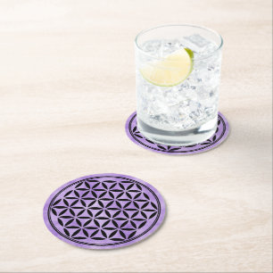 FLOWER OF LIFE - Sacred Geometry Symbol full 1 Round Paper Coaster