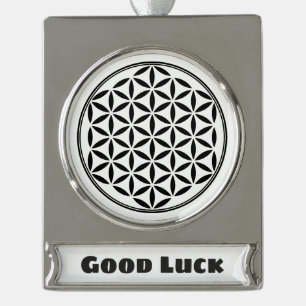 FLOWER OF LIFE - Sacred Geometry Symbol full 1 Silver Plated Banner Ornament