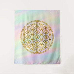 FLOWER OF LIFE - Sacred Geometry Symbol gold 1 Tapestry