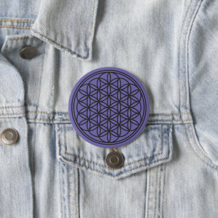 FLOWER OF LIFE - Sacred Geometry Symbol outline 1 7.5 Cm Round Badge
