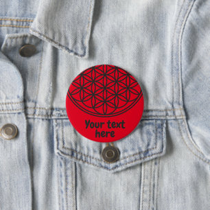 FLOWER OF LIFE - Sacred Geometry Symbol outline 1 7.5 Cm Round Badge