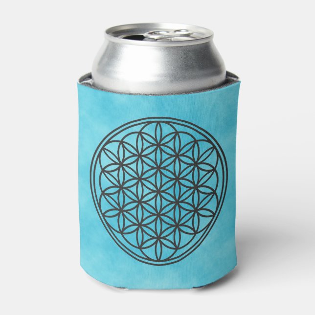 FLOWER OF LIFE - Sacred Geometry Symbol outline 1 Can Cooler (Can Front)